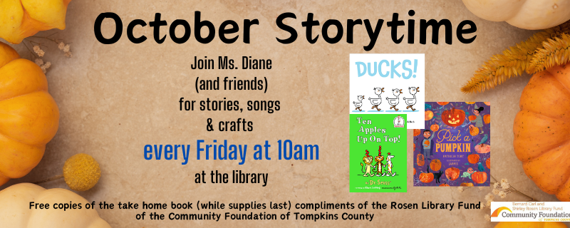 October Storytime Fridays at 10 am