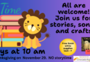 November Storytimes on Friday at 10 am