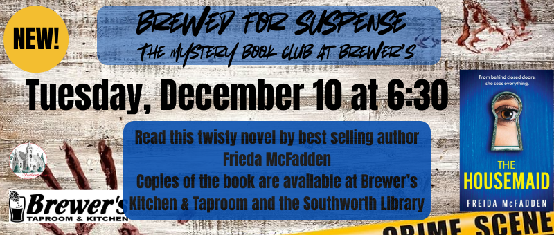 Brewed for Suspense Tuesday, December 10 at 6:30 pm~ The Housemaid by Frieda McFadden