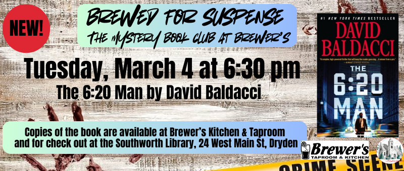 Brewed for Suspense – Tuesday, March 4 at 6:30 pm – The 6:20 Man by David Baldacci