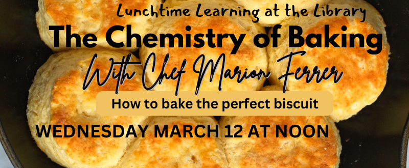 Picture of biscuits in a pan with The chemistry of baking with chelf Marion Cardwell-Ferrer