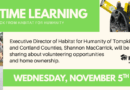 Lunchtime Learning: Habitat for Humanity – Wednesday, Nov. 5 at noon