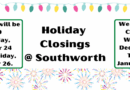 Holiday Closings – December 24-26 and December 31-January 1