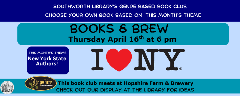 Books & Brew – Thursday, April 16th at 6pm at Hopshire