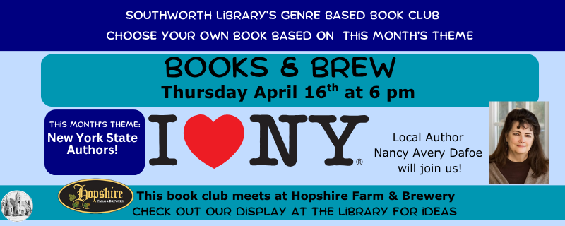 Books & Brew – Thursday, April 16th at 6pm at Hopshire