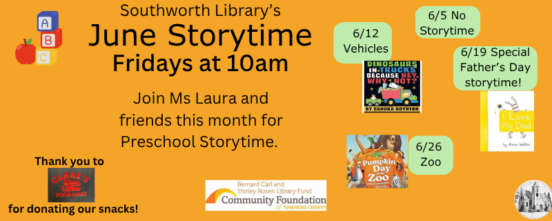 June Preschool Storytime – Friday at 10am