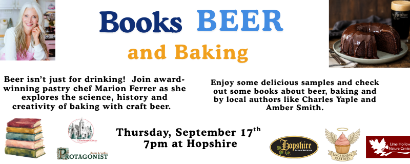 Books, Beer and Baking – Thursday, September 17th at 6pm at Hopshire Farm & Brewery