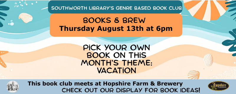 Books & Brew – Thursday, August 13th at 6pm at Hopshire Farm & Brewery