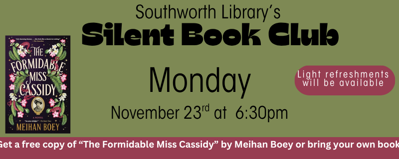 Silent Book Club – Monday, November 23rd at 6:30pm
