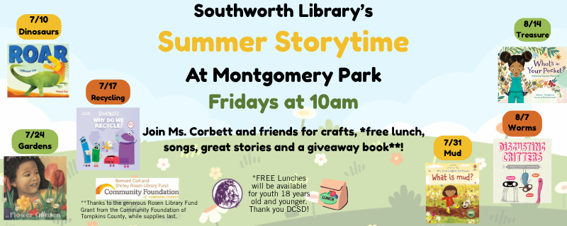 Summer Storytimes – Fridays at 10am in Montgomery Park