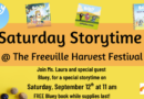 Bluey Storytime on Saturday, September 12th at 11am at Freeville Harvest Festival