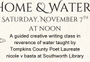 Home & Water – A creative writing workshop with Tompkins County Poet Laureate nicole v. basta November 7th