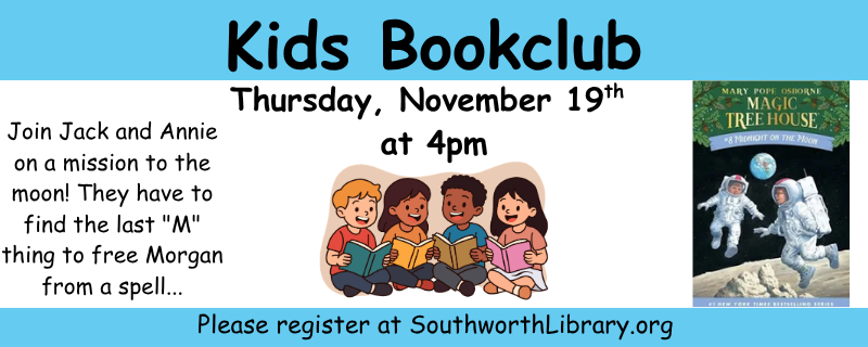 Magic Treehouse book club: November 19th at 4pm